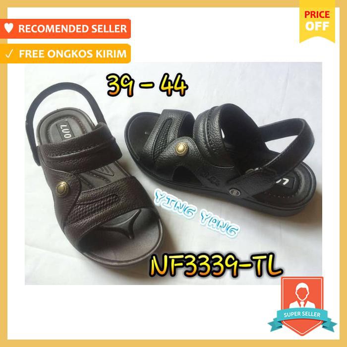 Nf3339 Tl Sendal Sandal Luofu Karet Cowok Tali Blkg - Sepatu Pria - Sandal Pria