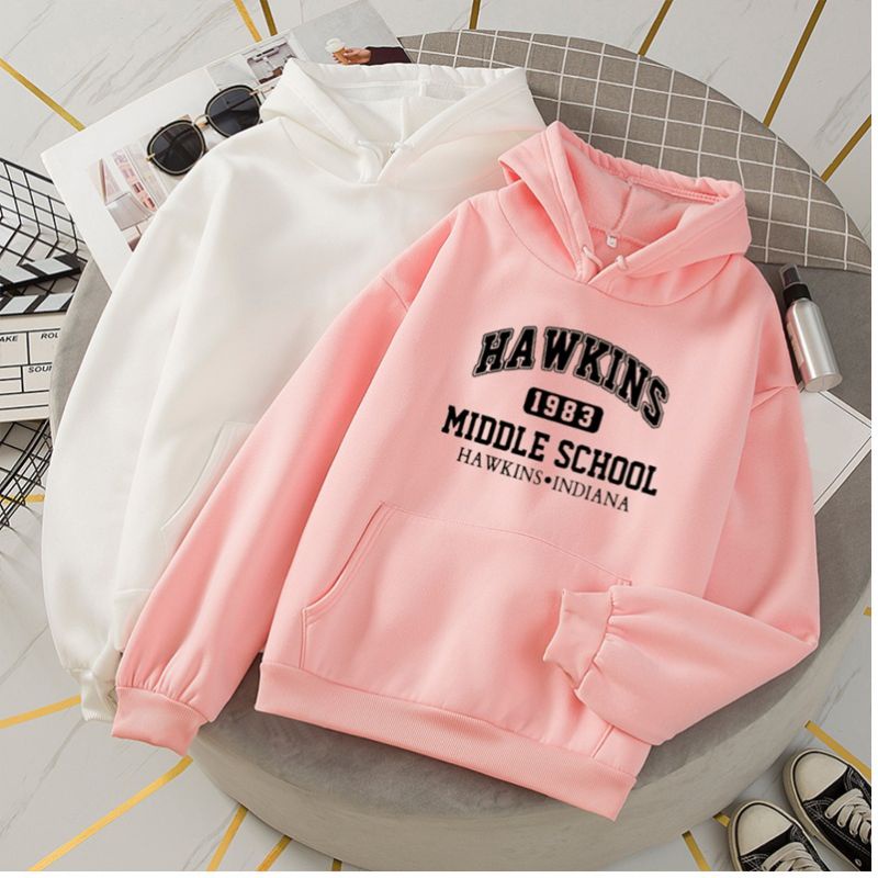 SWEATER HOODIE WANITA HAWKINS KANTUNG DEPAN JAKET HOODIE