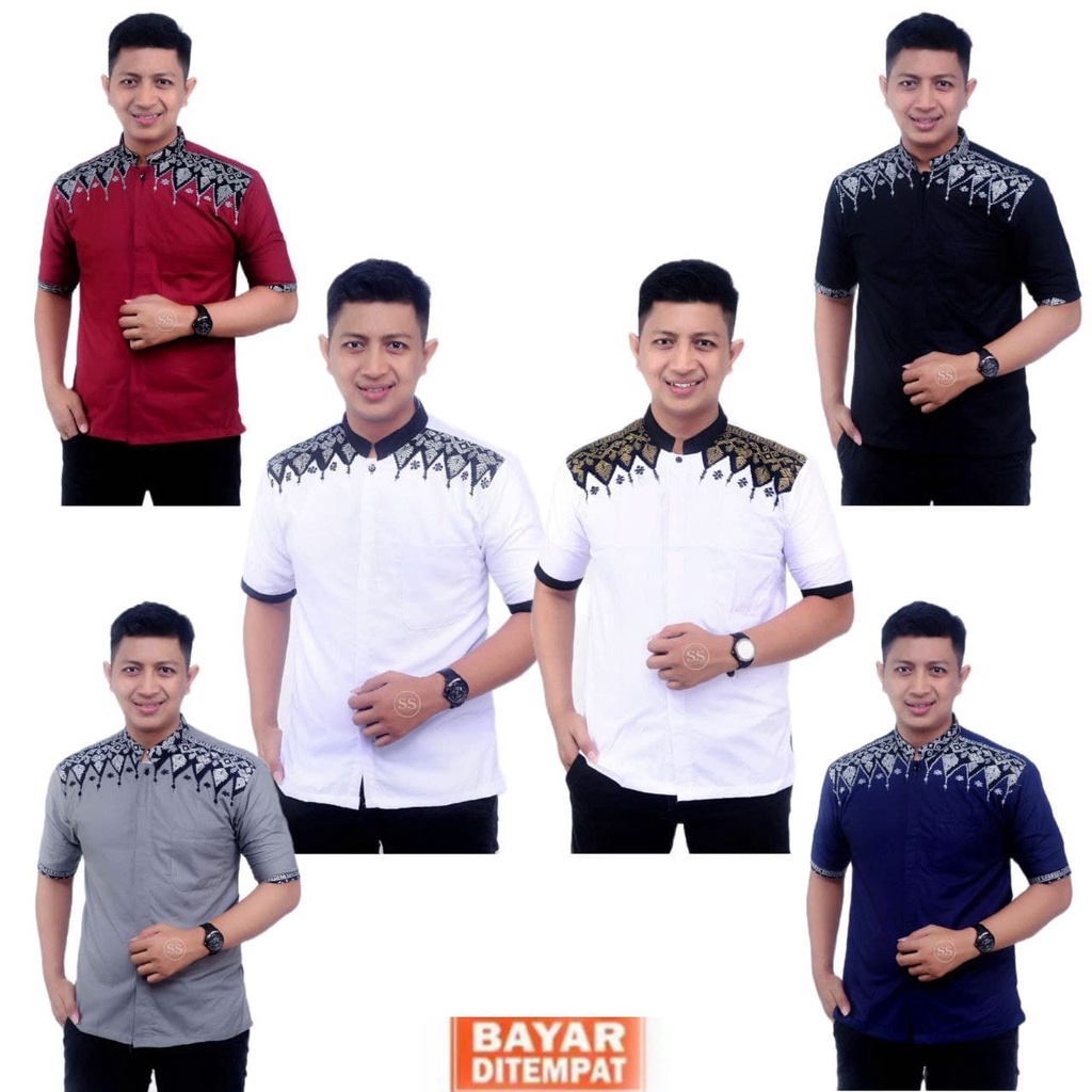 Koko Batik Fashion Muslim Kombinasi C07 Al Haramain Hijau S/M/L/XXL Dewasa