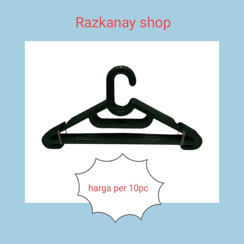 hanger gantungan baju plastik kuat lentur 12 pc hitam