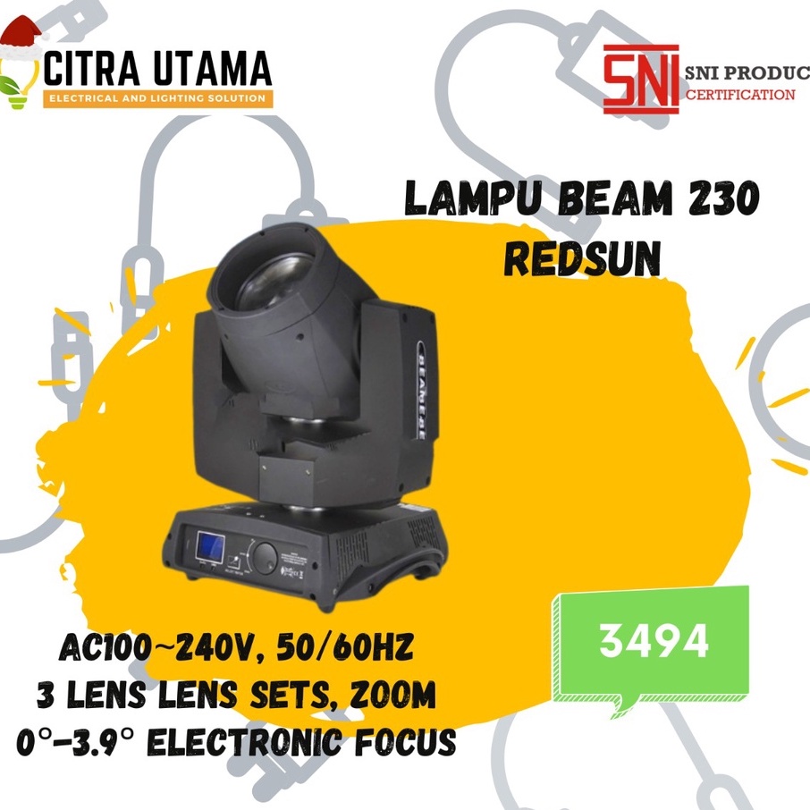 LAMPU PANGGUNG/DISKO BEAM 230 REDSUN SET+HARDCASE K3494