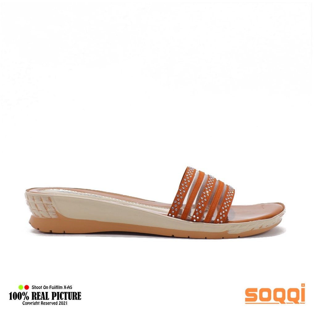 Sendal wanita selop wedges original sandal slop perempuan cewek dewasa model hak rata tinggi 3 cm casual acara resmi kondangan pesta ibu2 branded Morichi AT02 promo lebaran cod murah keren 37-40