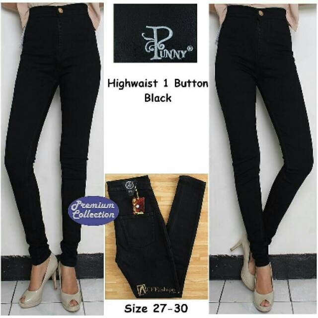 TODASE PUNNY HIGH WAIST BASIC HW JEANS DENIM HITAM