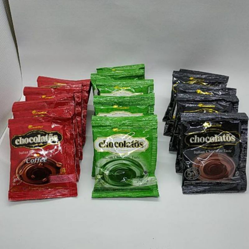 

chocolatos chocolate drink renceng isi 10pcs rasa coklat/macha/coffel