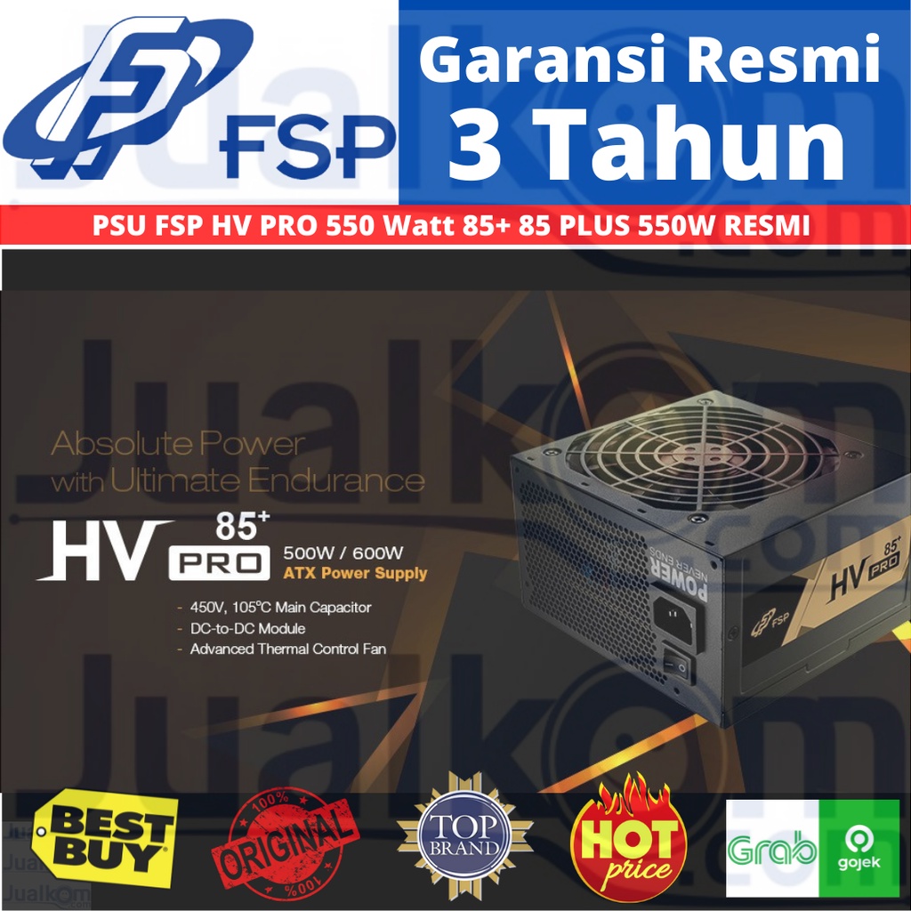 Power Supply PSU FSP HV PRO 550 Watt 85+ 85 PLUS 550W RESMI