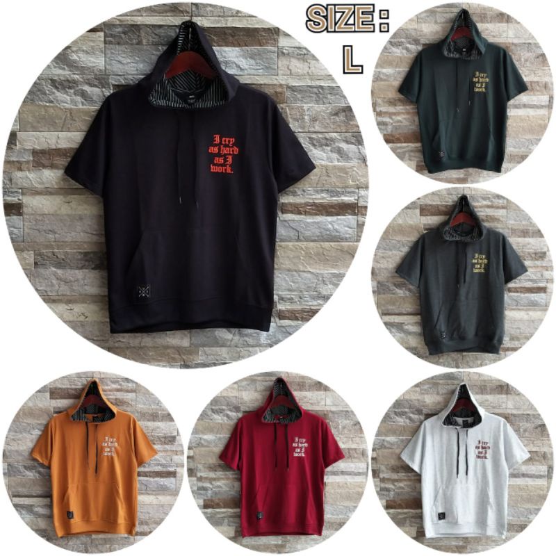 HOODIE BASIC LENGAN PENDEK WANITA PRIA