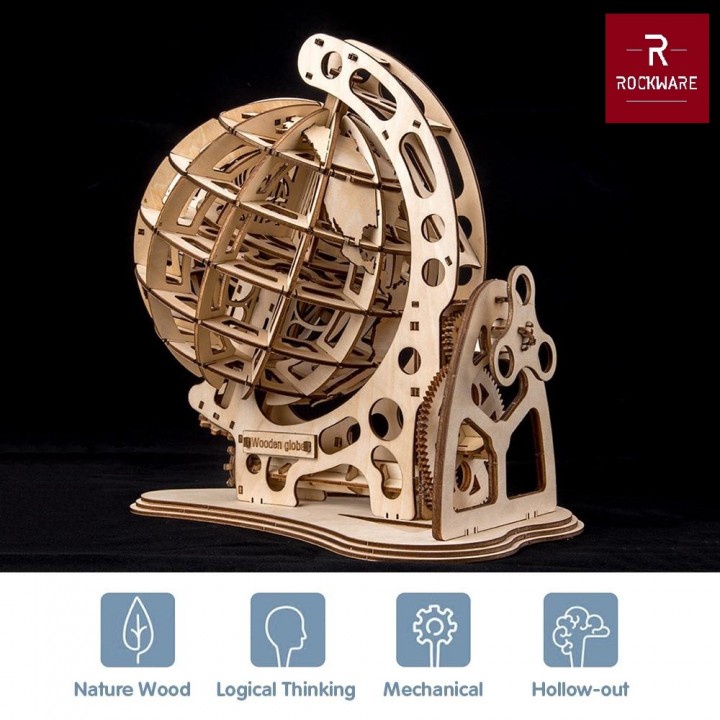 ROCKWARE RW-DIY06 - Creative Wooden Puzzle 3D - World Globe Model