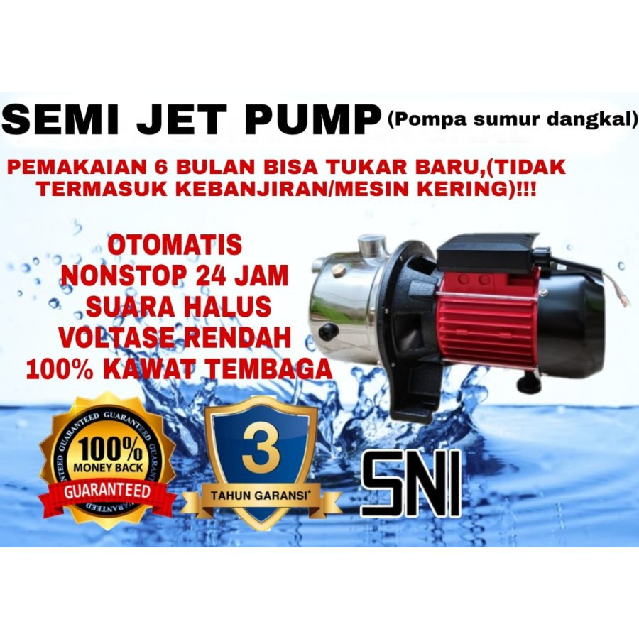 MAXPUMP SJ-60 Mesin Pompa Air Semi JET PUMP Thermal Protector Stainless Steel Sumur 220Volt 340Watt SEMI JET PUMP