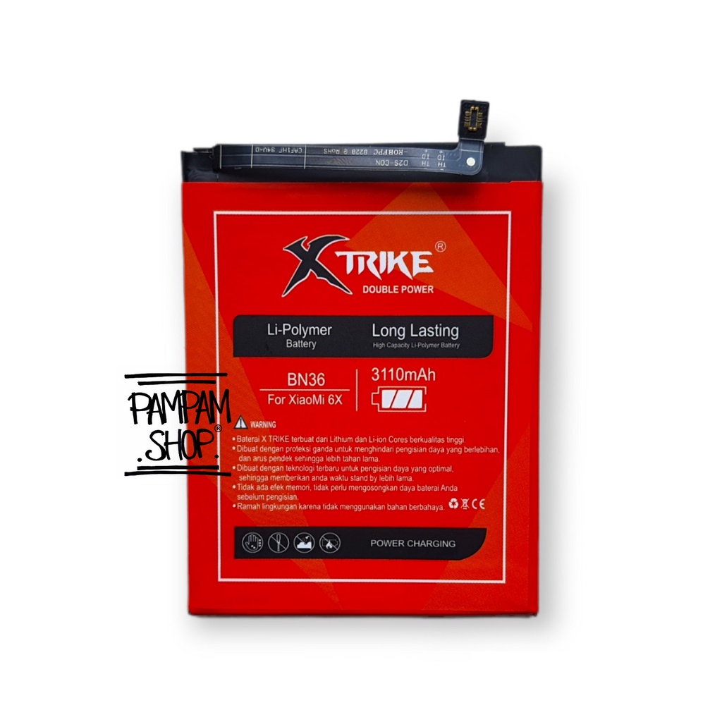 Baterai XTRIKE Double Power Original XiaoMi BN36 Mi A2 Mi6X 6X Batre Batrai Battery Ori HP BN 36