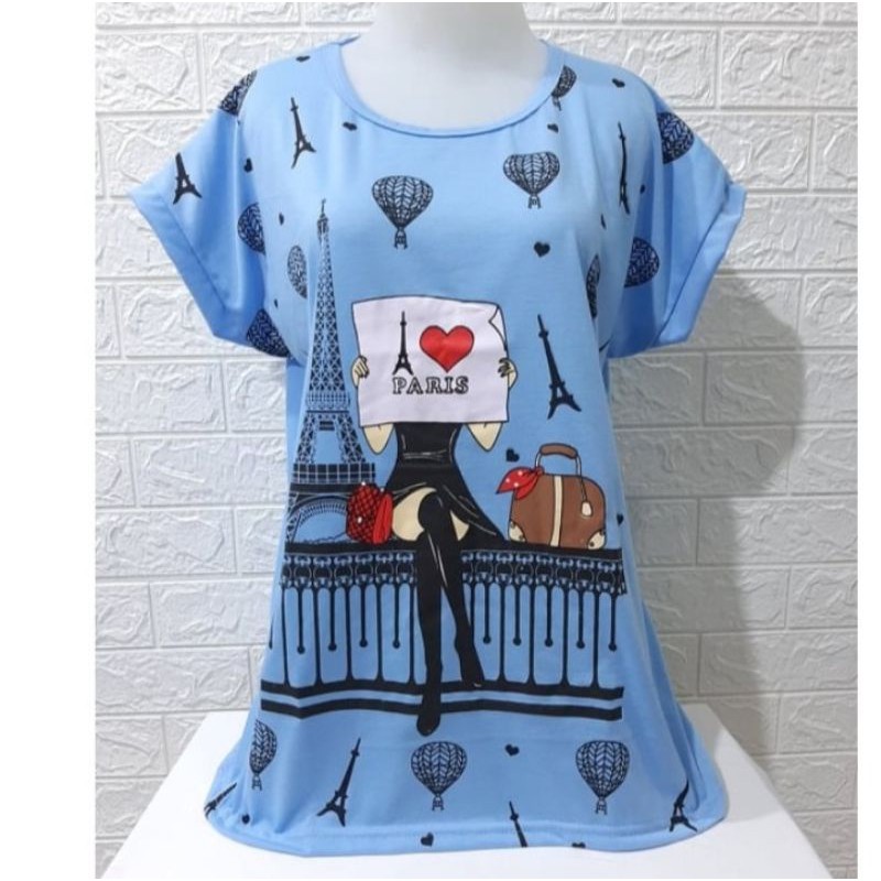 KAOS JUMBO GIRLS I LOVE PARIS HARGA GROSIR/KAOS WANITA DENGAN HARGA MURAH MERIAH