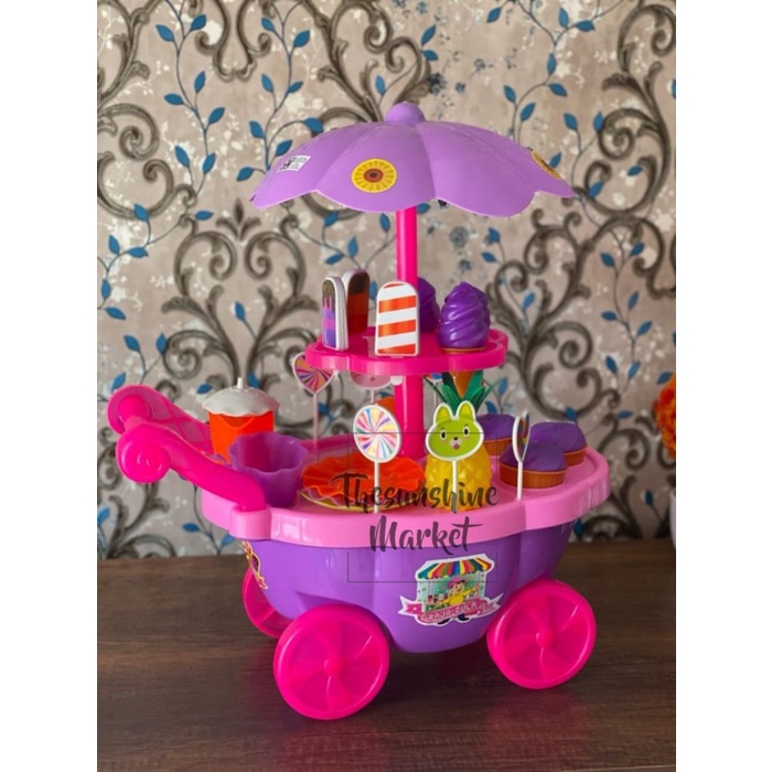 MAINAN ANAK KERETA DORONG JUALAN ICE CREAM/MAINAN ES KRIM/ES KRIM