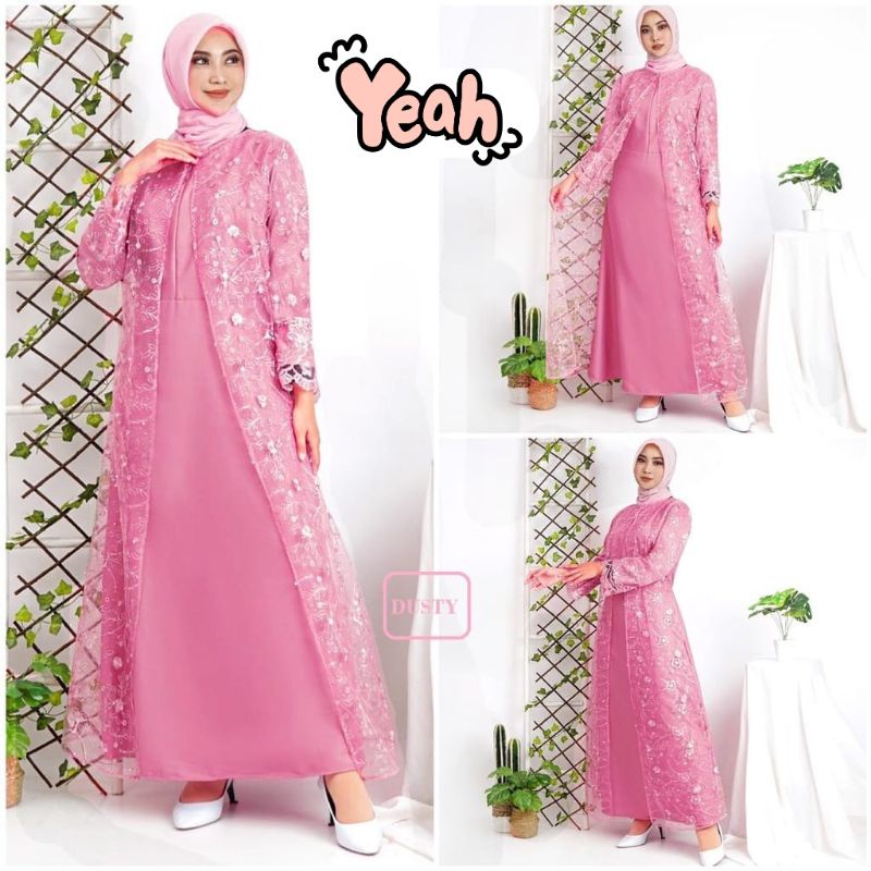 (NEW) FEITA - Baju Gamis Moscrepe Kombi Combi Tile Tembak Busui Remaja Wanita Perempuan Ibu Muslim U