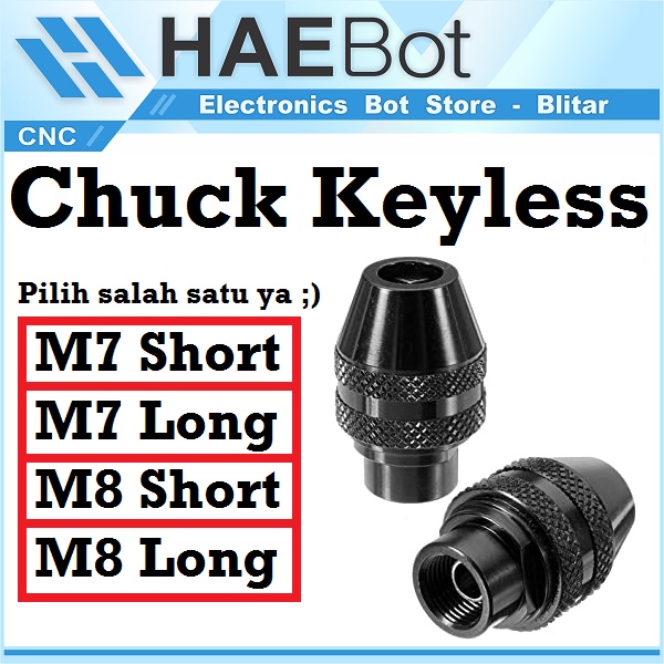 [HAEBOT] Drill Chuck Keyless M8 M7 0.3-3.2 Kepala Bor M8x0.75 M7x0.75 Multi Collet