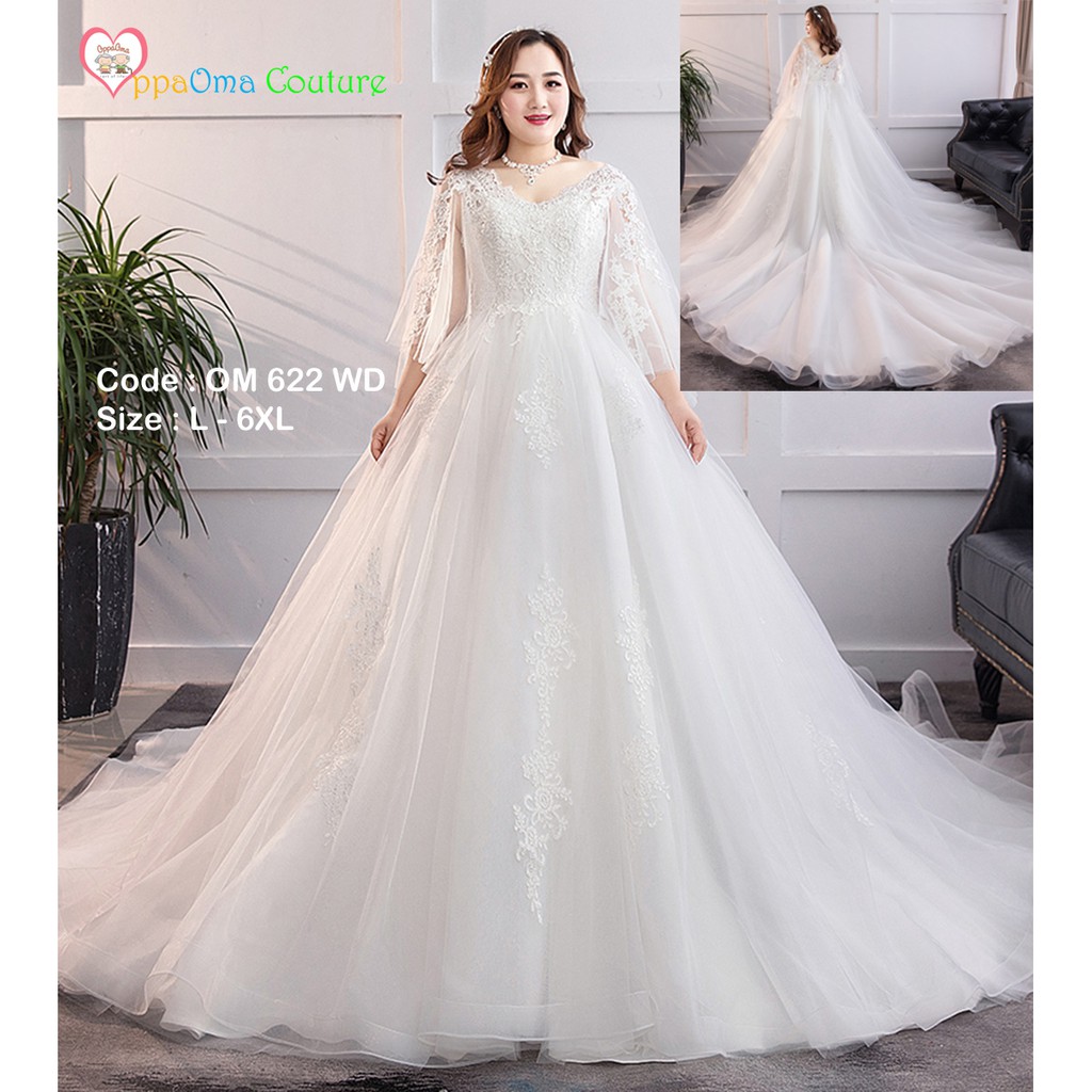 Gaun Pengantin Ekor Kebaya Modern Ukuran Besar Oppaoma Om 622 Wd Shopee Indonesia