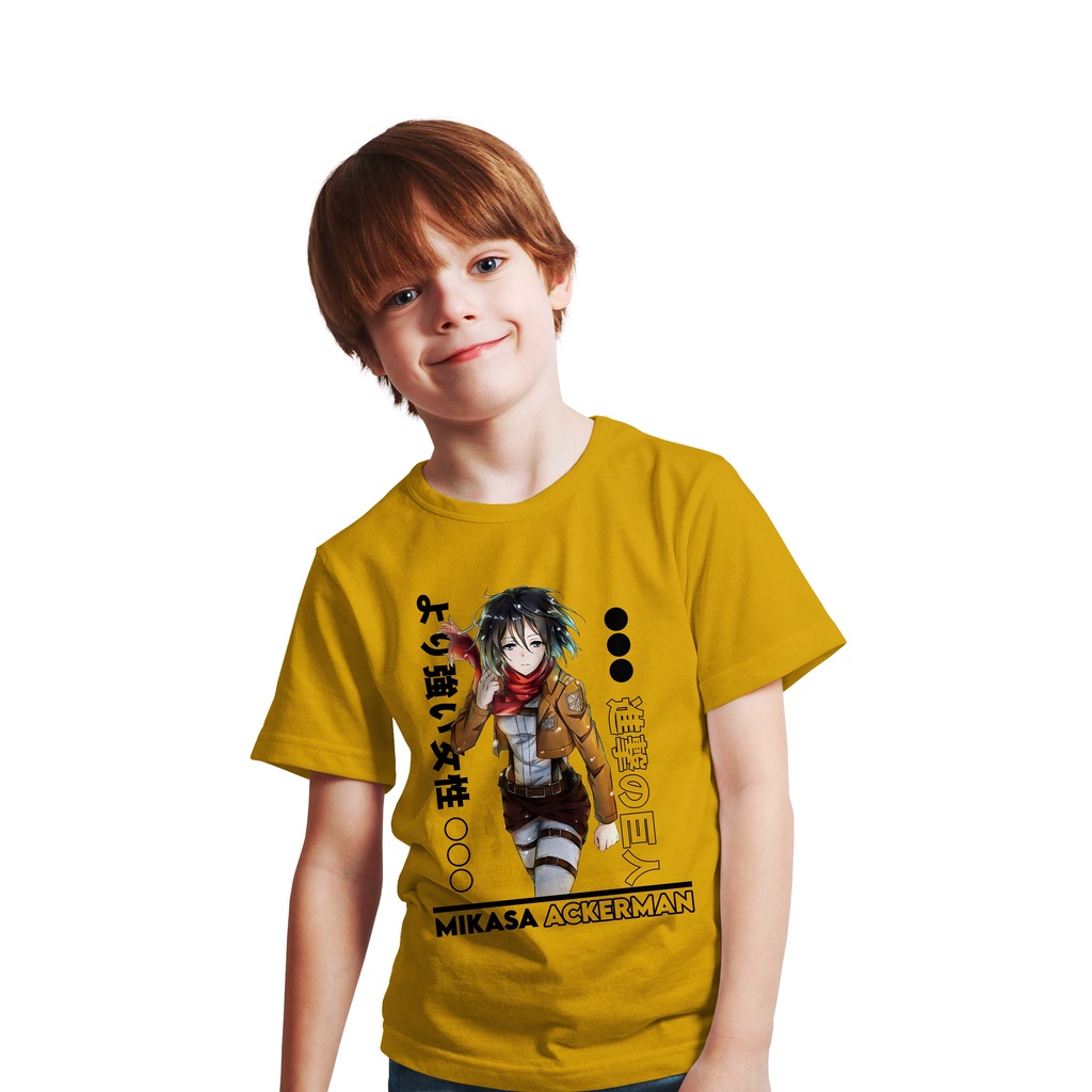 T-SHIRT KIDS ATTACK ON TITAN LOGO MIKASA STRONGER LEGION SHINGEKI NO KYOJIN