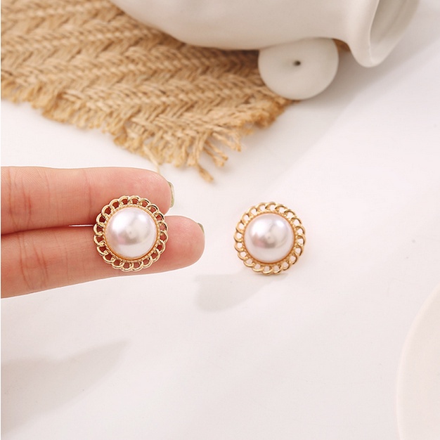 Anting Titanium Korea Perempuan Dewasa Hiasan Bulat Mutiara Pearl Aksesoris anting Fashion style Wanita korea ANT74