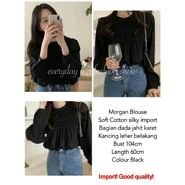 Atasan Top Blouse Soft Cotton Silky Morgan Import