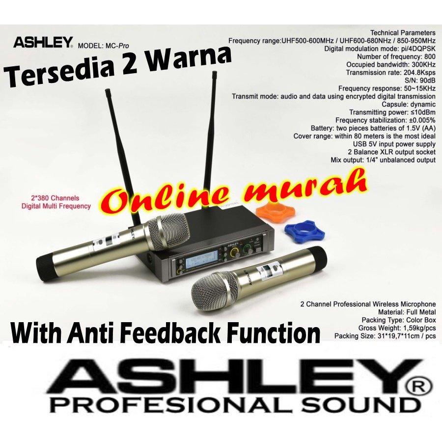 mic wireless ashley mcpro mc pro uhf digital multi fequency