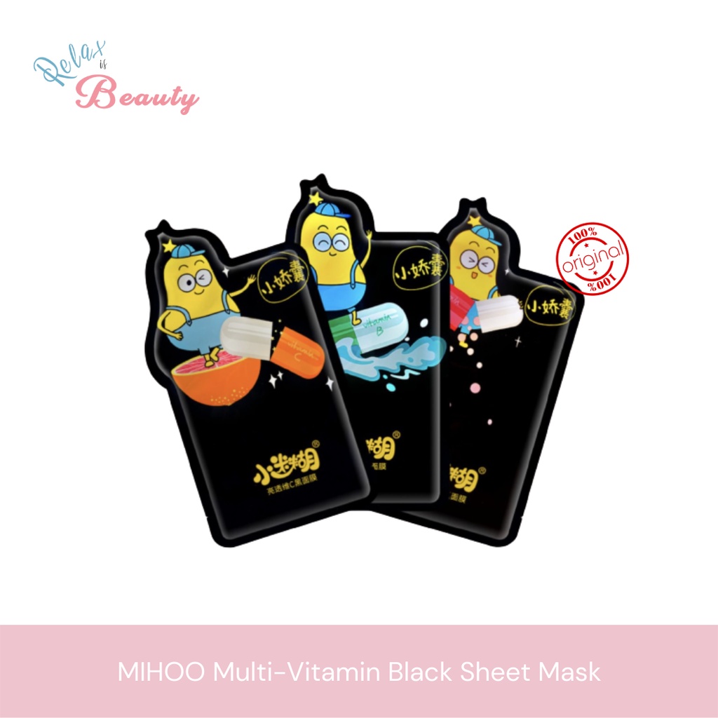 MIHOO Multi-Vitamin Black Sheet Mask Masker Wajah