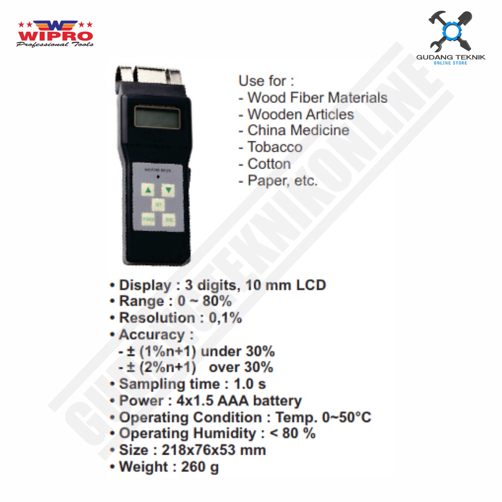 Alat Tes Kelembaban 3 Digits WIPRO MC-7812 / Moisture Meter Alat Ukur Kadar Air WIPRO MC7812 - 10 mm LCD