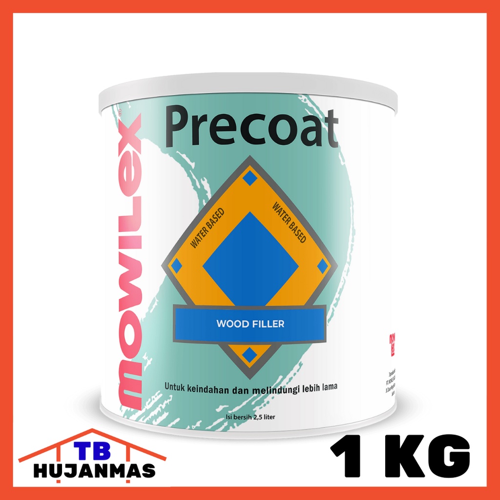 MOWILEX Precoat Wood Filler Water Based 1 Kg Jati Cat Kayu Campuran Air Dempul Kayu Plitur Politur