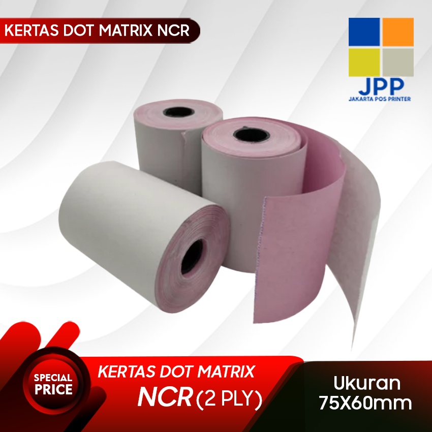 

KERTAS STRUK KASIR NCR 75 X 60 mm - 2PLY - RANGKAP 2 - NCR 2 PLY