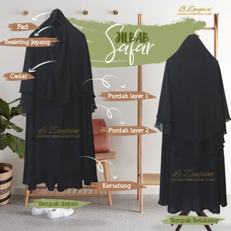 Jilbab Safar Jetblack Bonanza/Leuwitex/Wolpeach