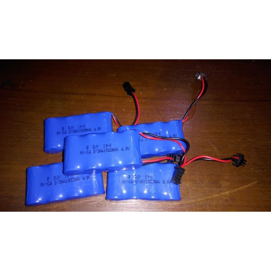 Baterai Batre RC Mobil Remot 4.8V 1000mAh 2/3 Tinggi 3cm Socket Hitam