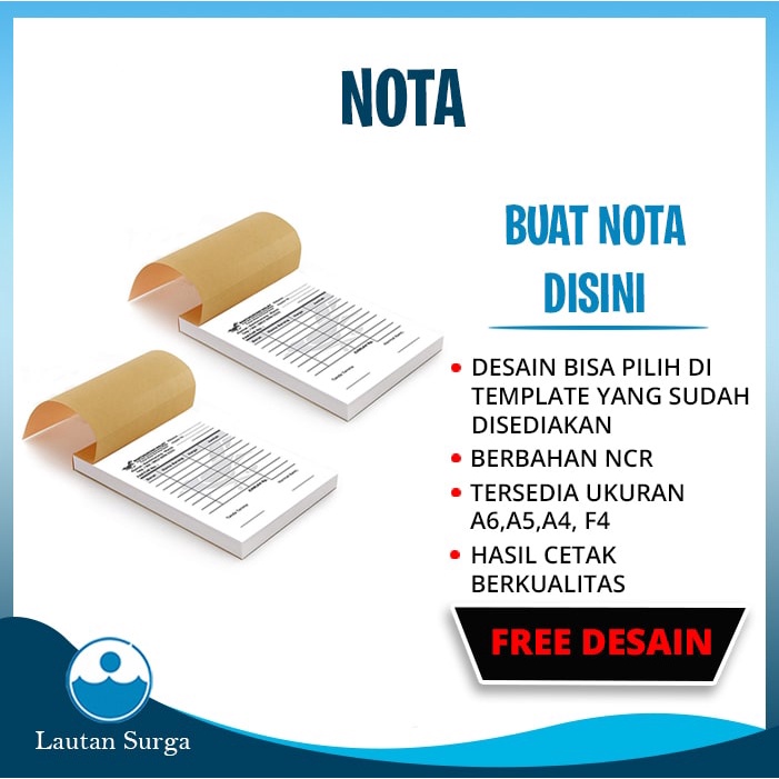 

Buku Nota Penjualan Custom Desain Free Desain 2 Play, 3 Play, 4 Play Nota Kontan Faktur