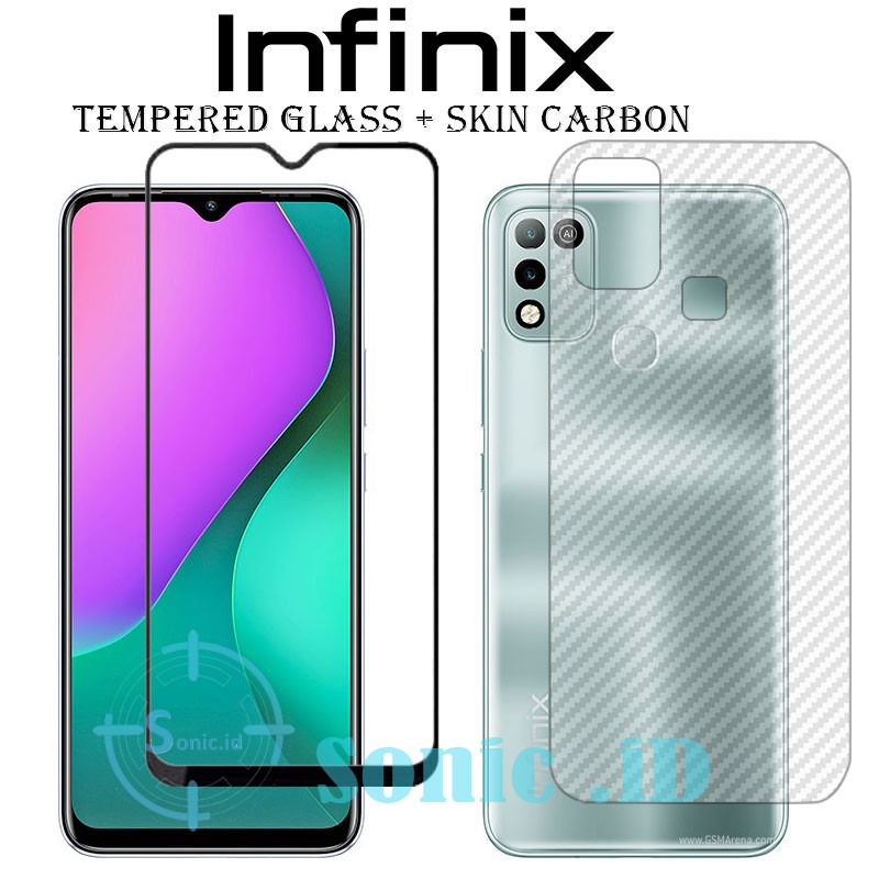 Tempered Glass Infinix Hot 10 Play Skin Carbon Anti Gores 2in1 Case 360