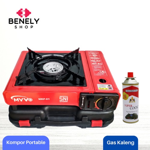 PAKET Kompor Gas Portable MYVO Kompor Gas JUMBO 2 in 1 FREE GAS KALENG MANTAP