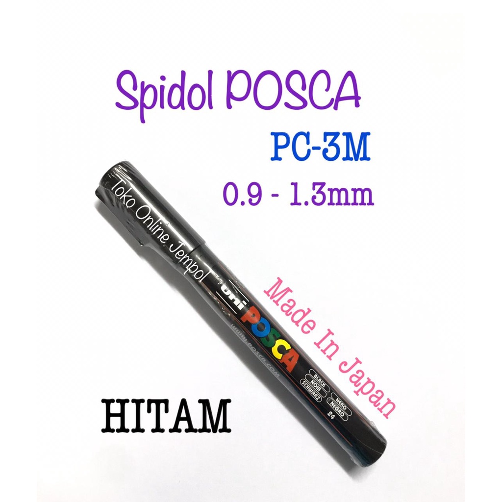 

HITAM Spidol POSCA Marker 0.9-1.3mm PC-3M Pen UNI kaca glass black ATK0919PC