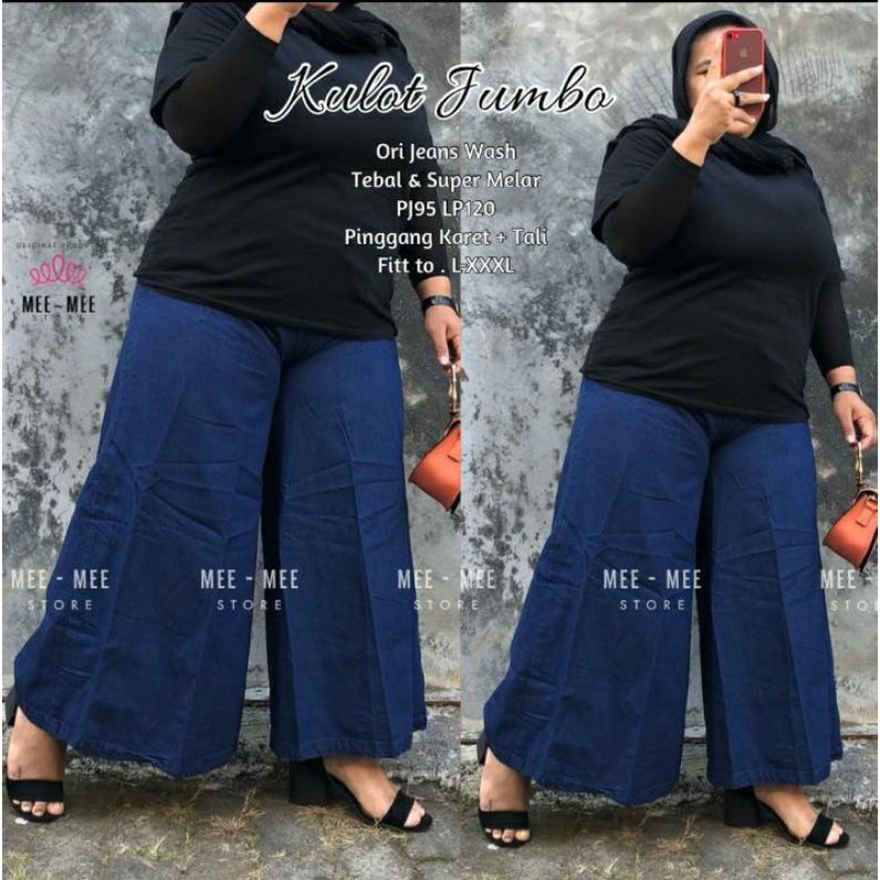 Celana Kulot Panjang Jeans Super Jumbo(Big Size)Bntg