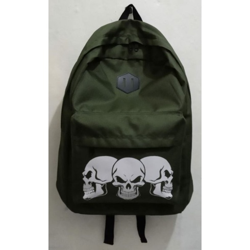 tas ransel punggung distro hitam pria tengkorak tas kerja/tas sekolah/kuliah dll