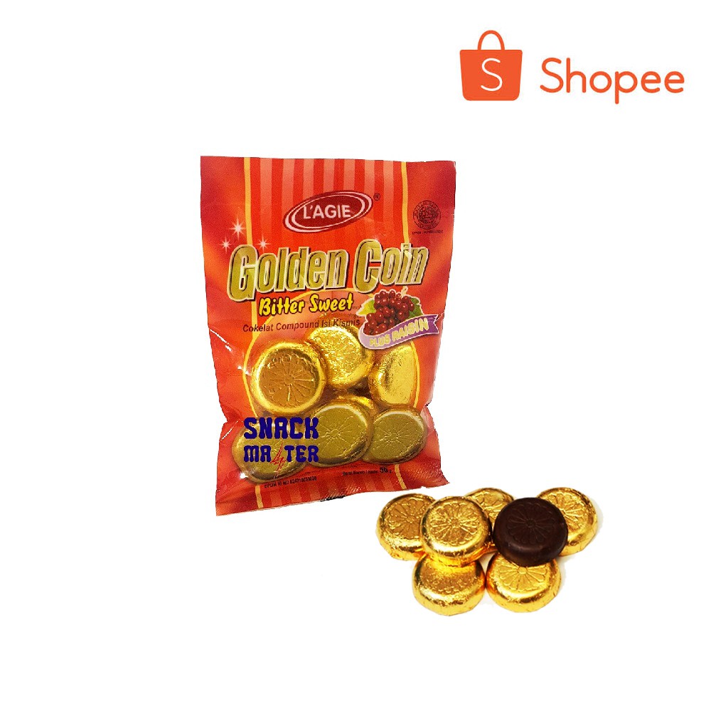 

L'AGIE Golden Coin - Cokelat Koin isi Kismis - Netto 56 gr