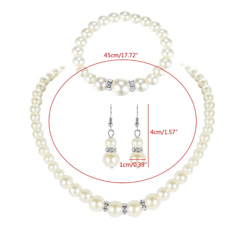 Siy Set Kalunggelanganting Gantung Mutiara Imitasi Warna Putih Untuk Wanita