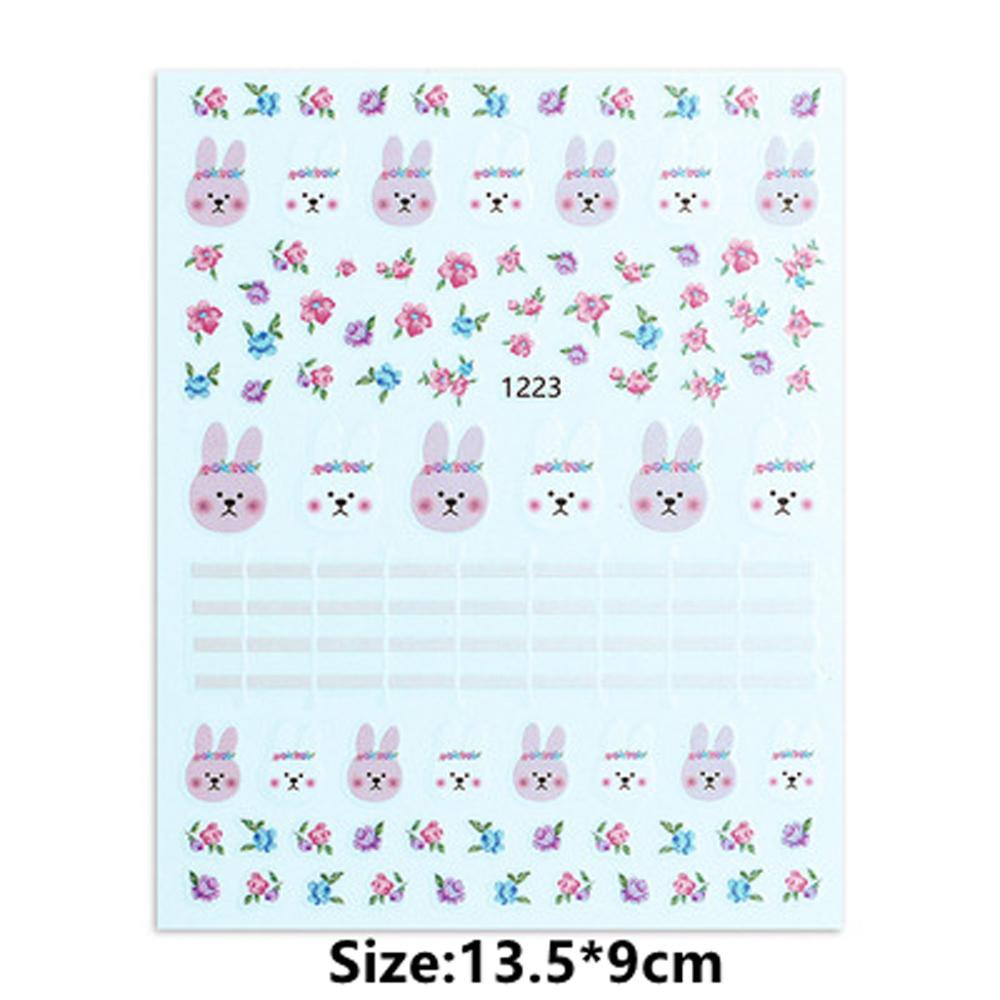 [Elegan] Stiker Kuku Kelinci Lucu Perekat Diri Daisy Kartun Ultra-Tipis DIY Nail Decals