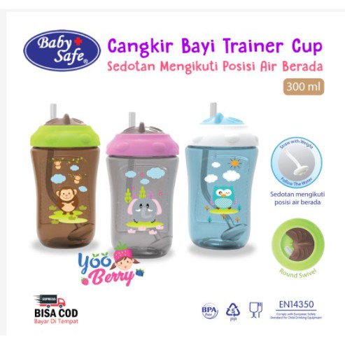 Baby Safe Trainer Cup Weighted Straw 300 ml Tempat Minum Bayi Sedotan