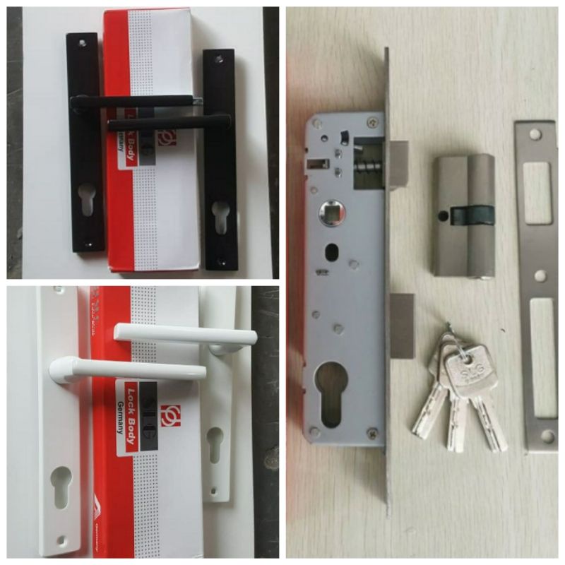 Handle Pintu Alumunium SLG + Kunci Stainless+Cylinder/Handle Pintu Alumunium