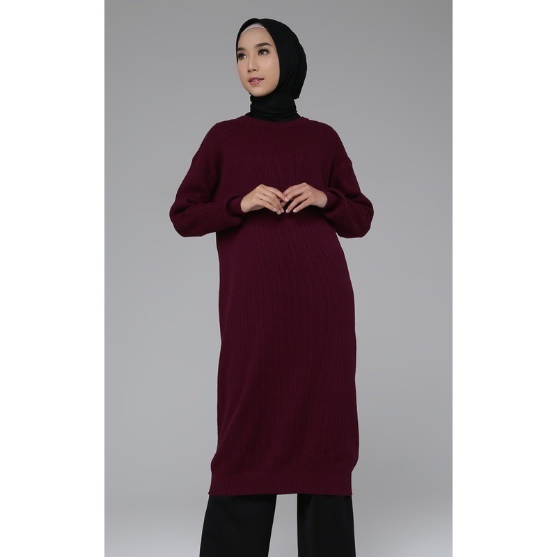 Syani Tunik Rajut / Tunik Rajut Muslim / ATASAN MUSLIM-MAROON