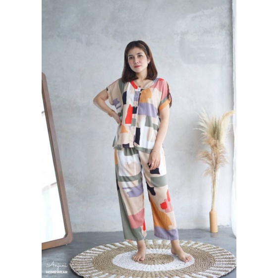 PIYAMA RAYON | PIYAMA VNECK | PIYAMA KEKINIAN | BAJU RUMAHAN