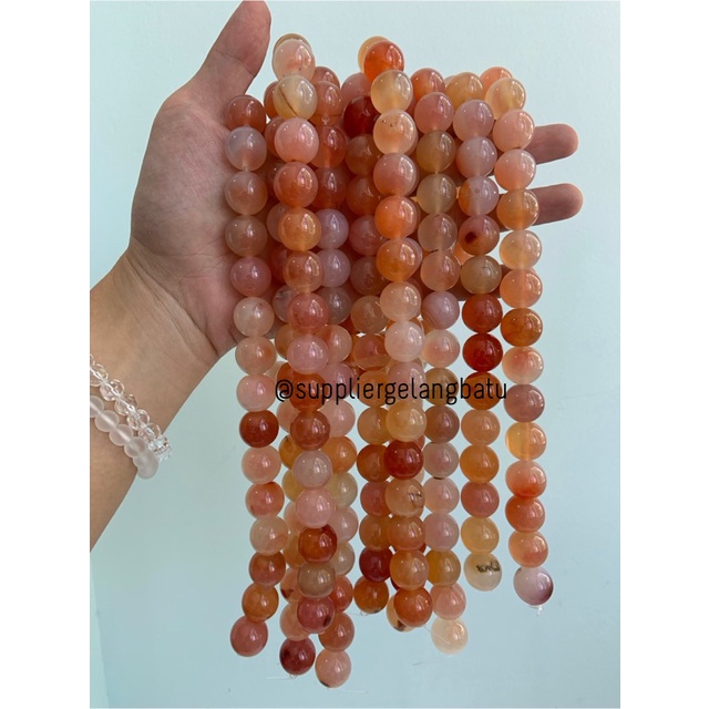 carnelian putih orange 16mm natural Stone batu perhiasan fashion akik