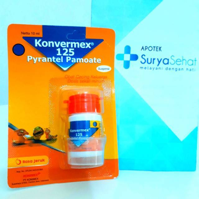 Konvermex Suspensi rasa Jeruk 125mg 10ml - Konvermex Sirup - Obat Cacing - Cacingan