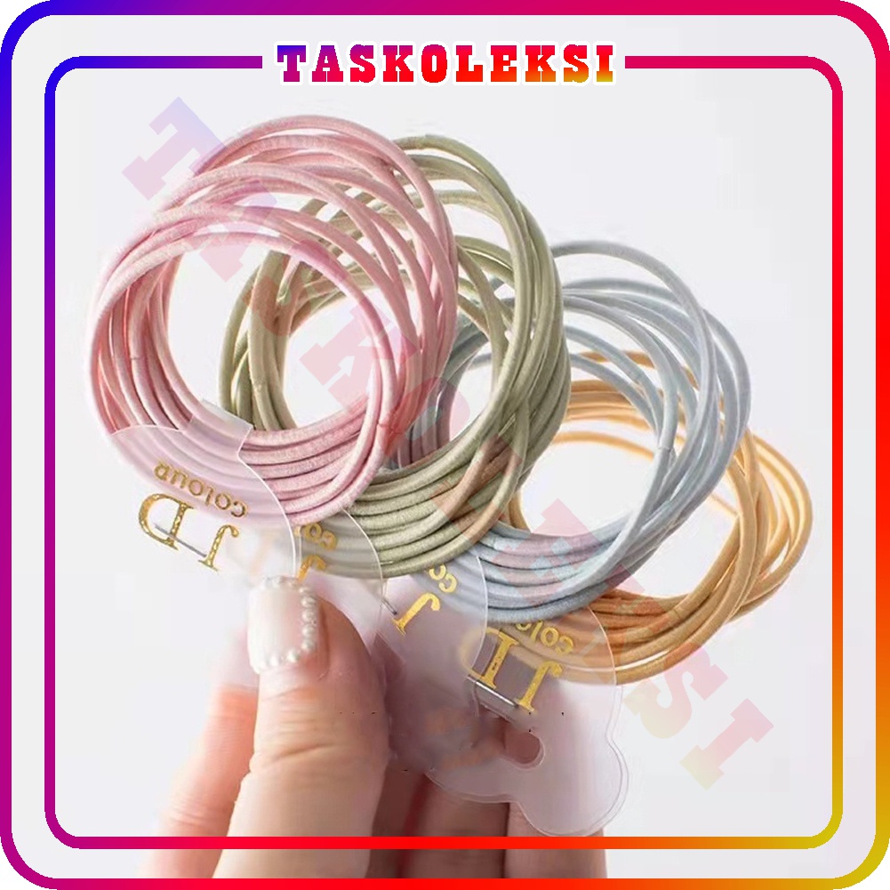 ☛TK☚ 10pcs Set Ikat Rambut Elastis Warna Permen Gaya Korea Untuk Wanita R747