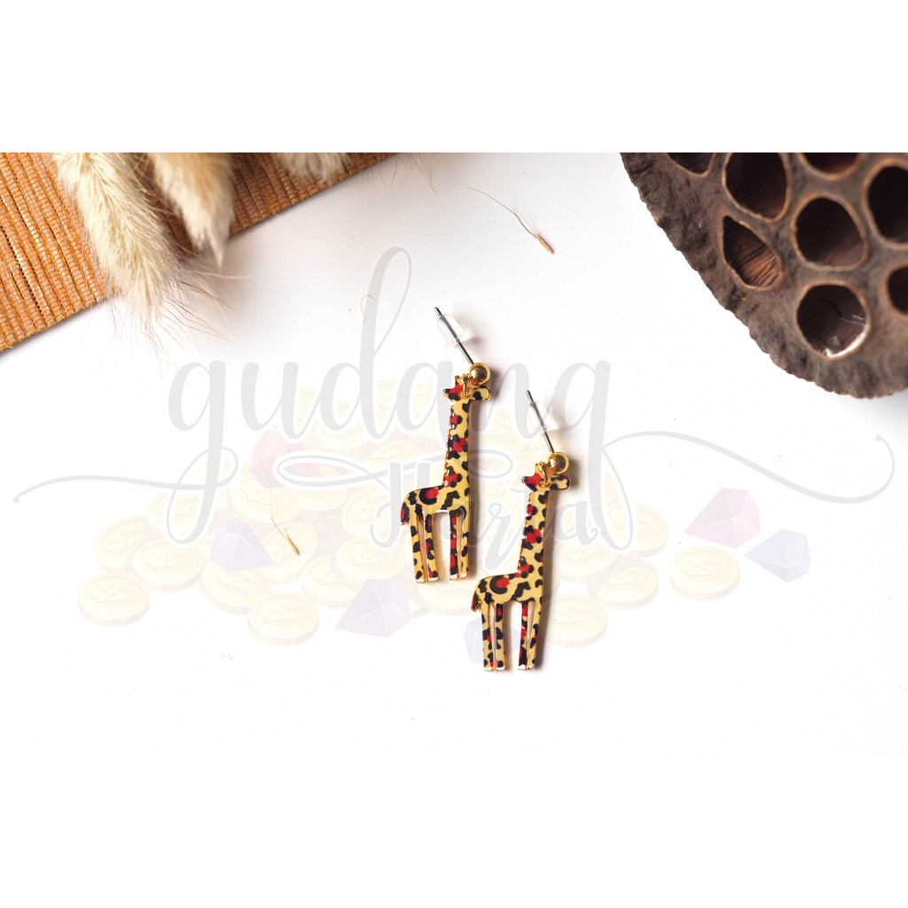 Anting Tusuk Wanita Jerapah Lucu Unik Girrafe GH 203135