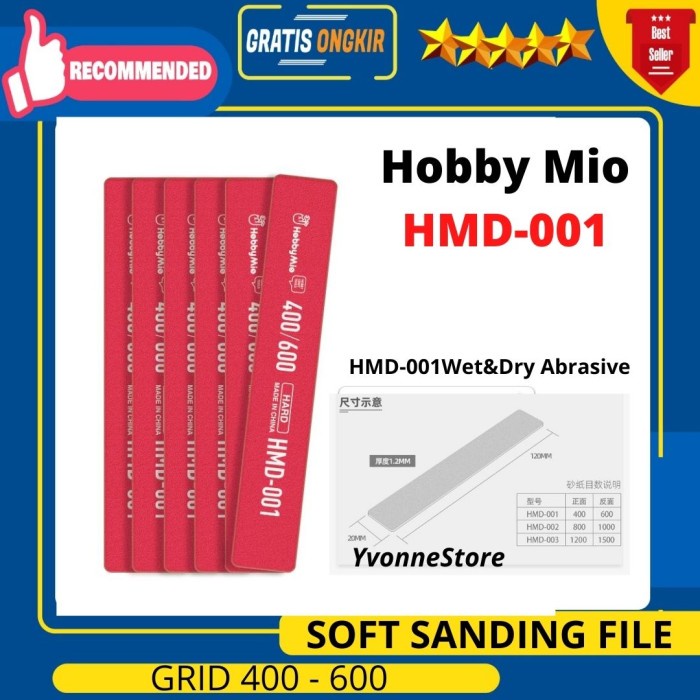 HOBBY MIO HARD SANDING FILE 400 / 600 - HOBBYMIO AMPLAS GUNDAM MG HG - 1 pcs