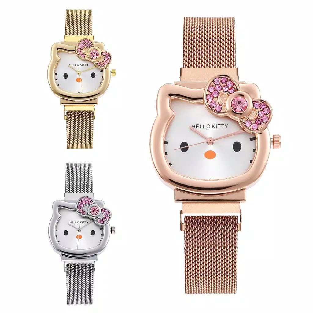 Jam Tangan Anak-Anak HK-165 Karakter Hello Kitty Quartz Berlian Strap Magnet