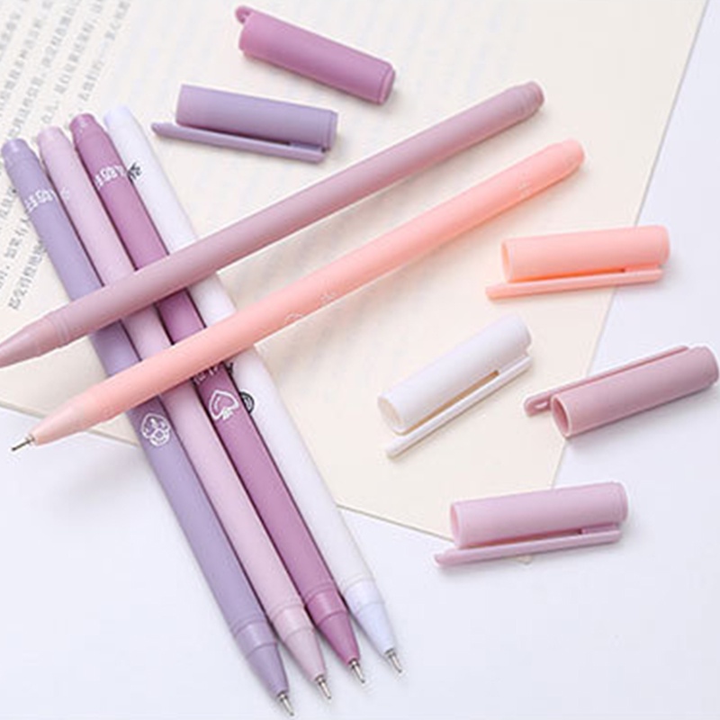 6pcs / Kotak Pulpen Gel 0.5mm Warna Hitam / Macaron Untuk Stationery Sekolah / Kantor