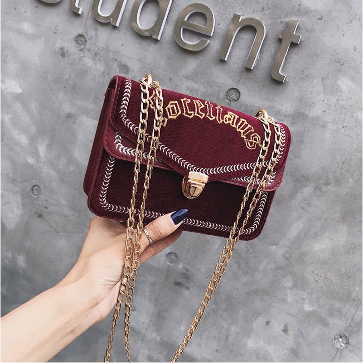 TAS SELEMPANG LIPAT POSTMAN HOLIC HOLISTER RANTAI EMAS WANITA KECE BAG