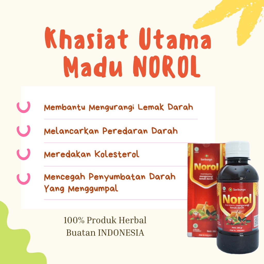 ORIGINAL Madu NOROL Obat Terapi Kolestrol Asam Urat Dan Trigliserida